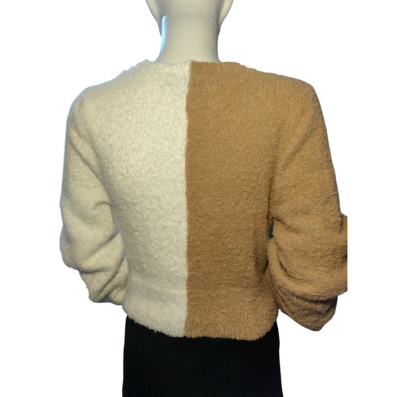 Almost Famous Womens Crisscross Sweater White Brown Large 100% Polyester - Picture 5 of 16